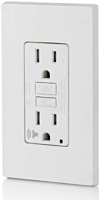 Leviton GFCI Outlet with Audible Alarm, 15 Amp, Self Test, Tamper-Resistant with LED Indicator Light, Great for Refrigerators in Garages, GFTA1-W, White