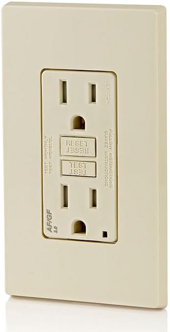 Leviton Dual-Function AFCI/GFCI Outlet, 15 Amp, Self Test, Tamper-Resistant with LED Indicator Light, Protection from Both Electrical Shock and Electrical Fires in One Device, AGTR1-T, Light Almond