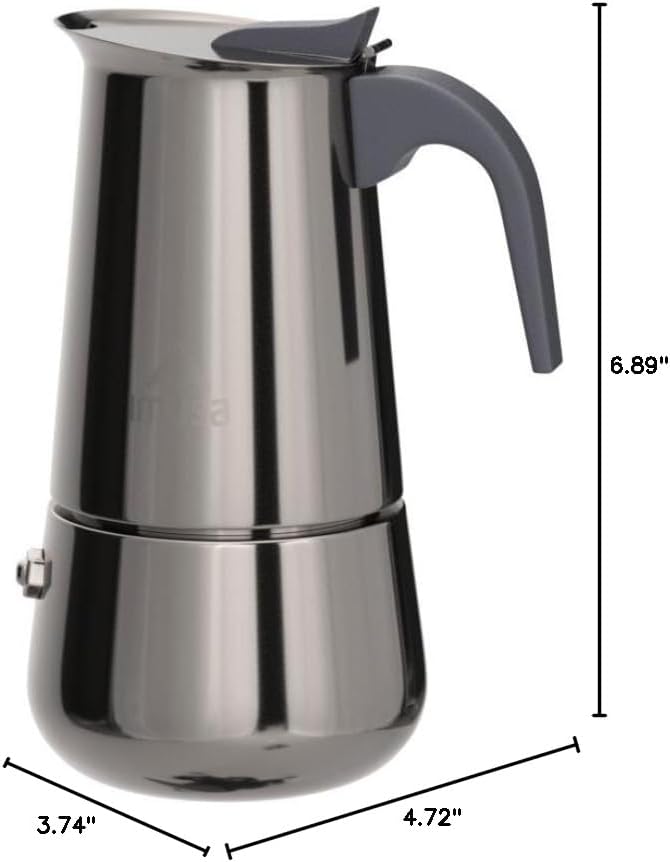 IMUSA USA B120-22061M Stainless Steel Stovetop Espresso Coffeemaker 4-Cup, Silver