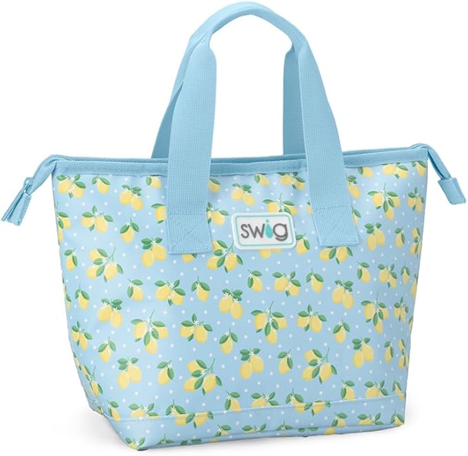 Swig Life Lunchi Lunch Box, Waterproof and Insulated Lunch Box for Women with Wide Bottom, Zipper Closure, Back Pocket and Top Handle (Lemon Meringue)