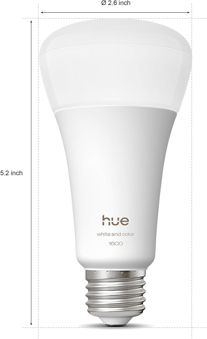 Philips Hue Smart LED A21 Bulb,White and Color Ambiance, E26 Base,13.5W, Full Spectrum Light 1000K-20000K,1600 Lumens, Dimmable, Compatible with Alexa, Google, Apple Home, 2pk