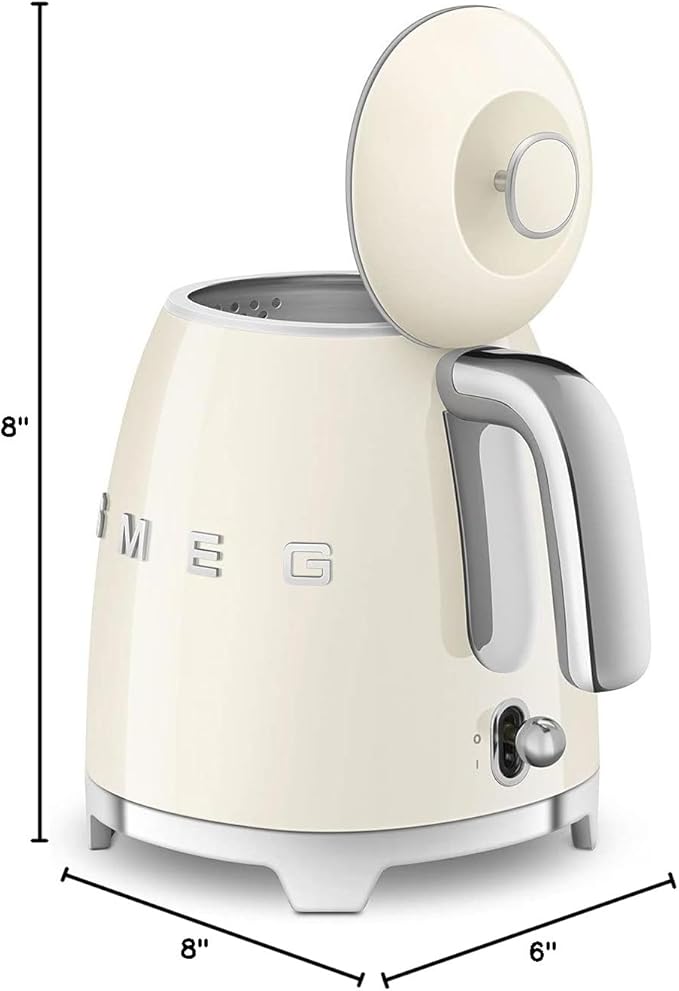 SMEG Mini 50's Retro Style 3 Cup Electric Kettle with Double Wall Anti Slip Base and Water Level Indicator (Cream)