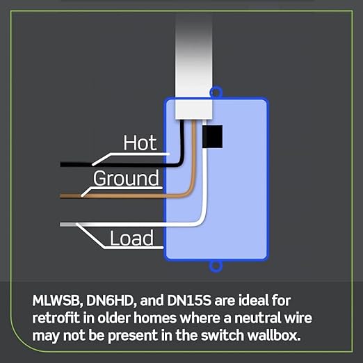 Leviton No-Neutral Decora Smart Dimmer Switch, Requires MLWSB Wi-Fi Bridge to Work with My Leviton, Alexa, Google Assistant, Apple Home/Siri & Wired or Wire-Free 3-Way, DN6HD-1RW, White