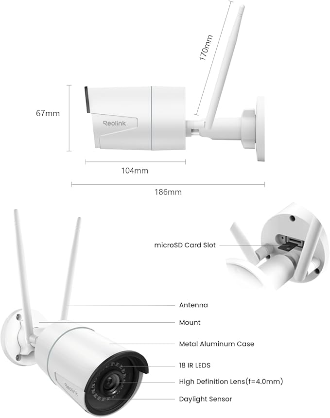 REOLINK Plug-in Outdoor WiFi Security Camera, 5MP HD Dual Band Wired Wi-Fi Camera for Home Security-2.4/5 Ghz, Smart Detection, Motion Detection, Night Vision, IP67 Waterproof, RLC-510WA