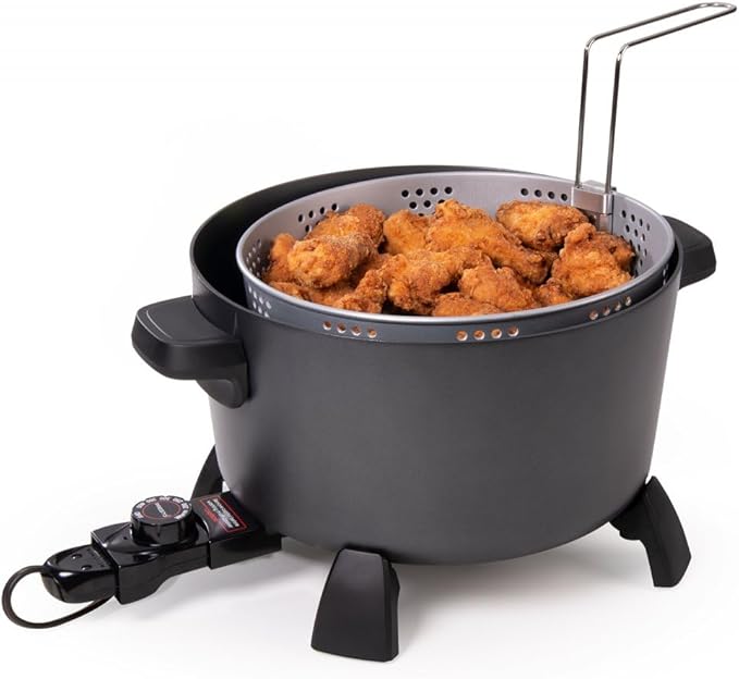 Presto 06009 10-Quart Kitchen Kettle XL Multi-Cooker, Steamer and Deep Fryer, Black