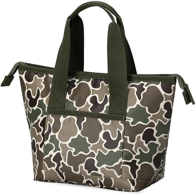 Swig Life Lunchi Lunch Box, Waterproof and Insulated Lunch Box for Women with Wide Bottom, Zipper Closure, Back Pocket and Top Handle (Hunting Camo)
