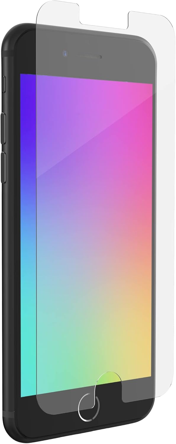 ZAGG InvisibleShield Glass Elite VisionGuard Screen Protector for iPhone SE (3rd/2nd Gen), 8, 7, 6s, 6 – Blue Light Filter, Aluminosilicate Glass, Scratch & Shatter Protection, Easy Install