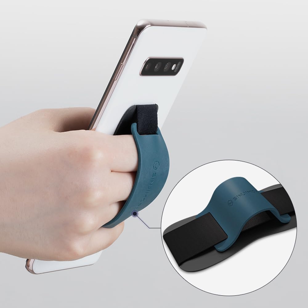 Sinjimoru Phone Grip with Silicone Band – Comfortable One-Hand Holder & Kickstand for Smartphones, Tablets, and eReaders for iPhone, Android, and Kindle Sinji Grip Silicone Midnight Blue
