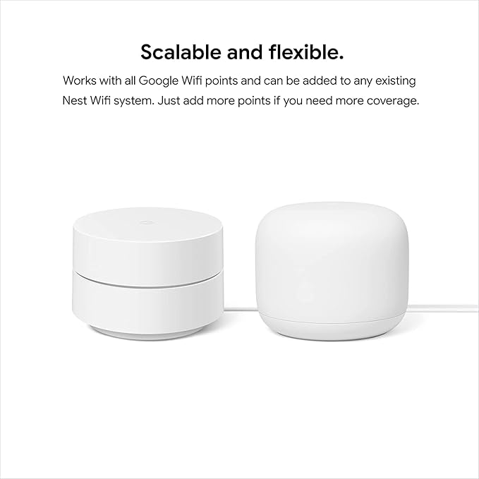 Nest WiFi Router and 2 Points - WiFi Extender with Smart Speaker - Works with Google WiFi (3 Pack) White