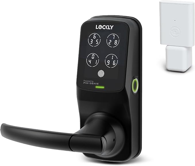 Lockly Secure Pro Smart Lock Wi-Fi, Keyless Entry Digital Keypad Door Lock, 3D Biometric Fingerprint Sensor Front Door Lock with Handle, Voice Control & Auto Lock - Latch Edition