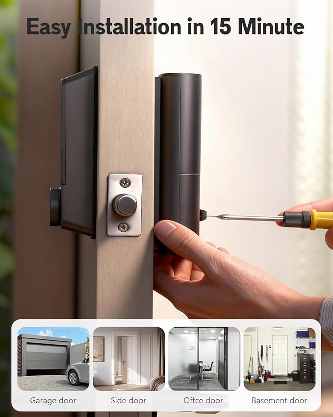 Smart Door Lock with Apple Home Ecosystem Fingerprint Keyless Entry Door Lock Safety Keypad Deadbolt with Code, Built-in Wi-Fi, IP65, Supports Apple Homekit, Alexa, Google for Front Door or Back