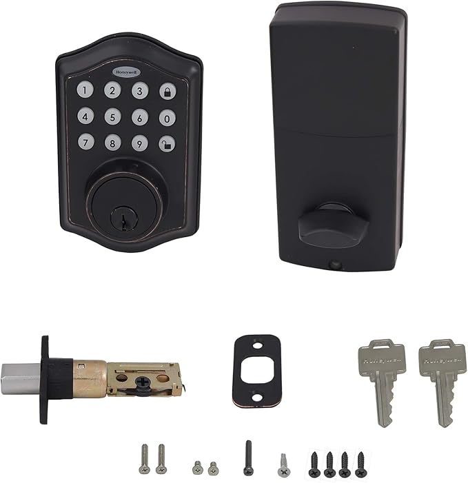 Honeywell Safes & Door Locks - Keyless Entry Door Lock with Smart Electronic Keypad Deadbolt - Easy Installation & 50 Different Pin Codes - Auto Lock - Oil Rubbed Bronze - 2.9 x 2 x 6.2 in - 8712409