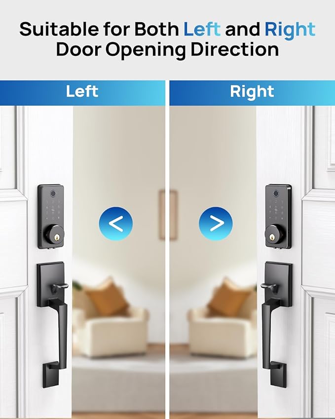 BlackSmith WiFi Smart Door Locks for Front Door Set 0.1s Unlock Keyless Entry Door Lock with Front Door Handle, APP Remote Control, Easy Installation for Hotels, Vacation Rental Homes, Property