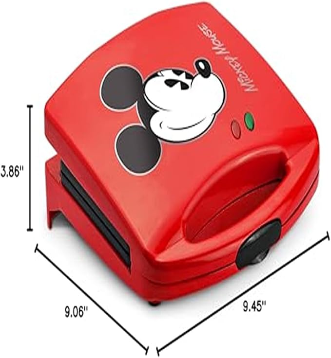 Disney Mickey Mouse Sandwich Maker by Select Brands - Electric Sandwich Maker with Nonstick Cooking Plates & Locking Lid - Cooking Appliance with Indicator Lights - Kitchen Essential for Home & Dorms