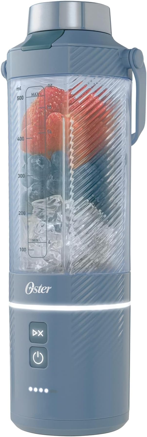 Oster – GoMax 20oz Portable Blender, Anti-Jam Reversible Blade, Detachable Travel Cup - Blue