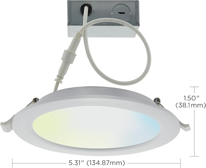 Satco S11261 Starfish 4 Inch Edge-Lit WiFi Smart LED Recessed Downlight, Works with Siri, Alexa, Google Assistant, SmartThings, Tunable White, 650 Lumens