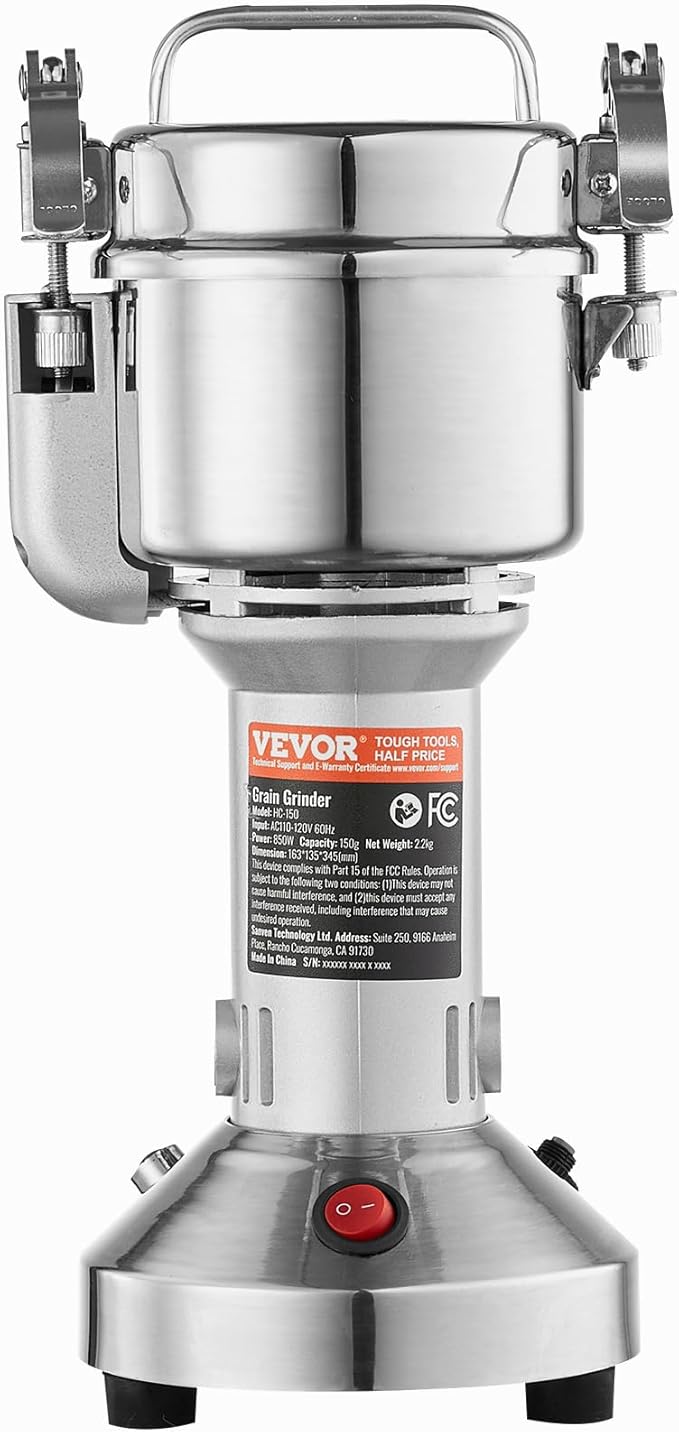 VEVOR 750g Electric Grain Mill Grinder, High Speed 2000W Commercial Spice Grinders, Stainless Steel Pulverizer Powder Machine, for Dry Grains Spices Cereals Coffee Corn Pepper, Straight Type