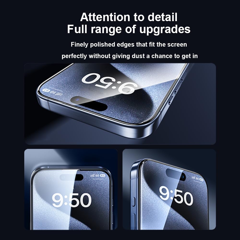 OneFish Screen Protector for Iphone 14 Pro Max, HD Clarity Tempered Glass Film 9H+ Hardness, with Hassle-Free Installation Frame, Dust-Free Bubble-Free Anti-Fingerprint, 2Pack