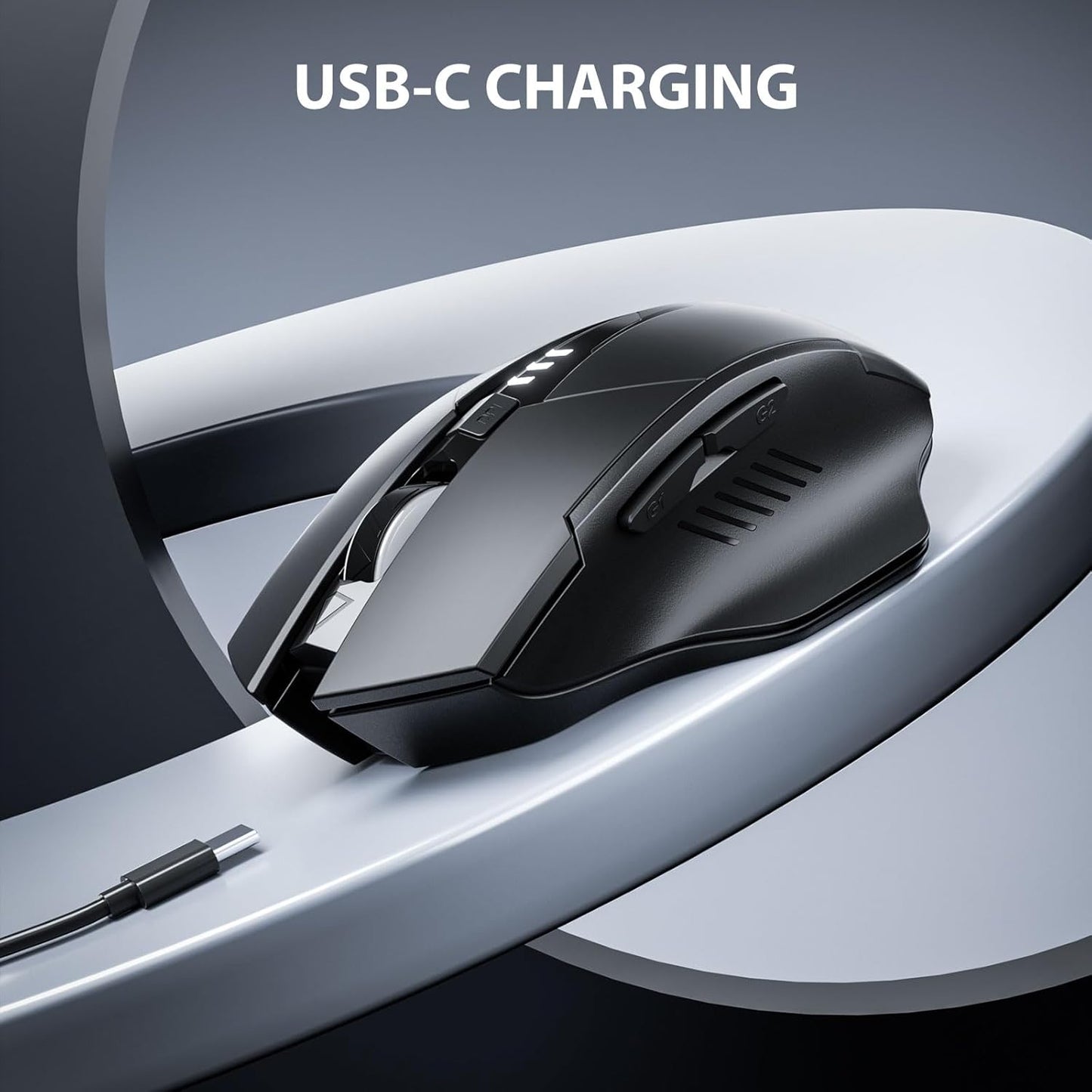 INPHIC Wireless Mouse Rechargeable, Upgraded Visible Battery, 2400 DPI, Silent Ergonomic Computer Wireless Mouse for Laptop, Mac, PC etc.