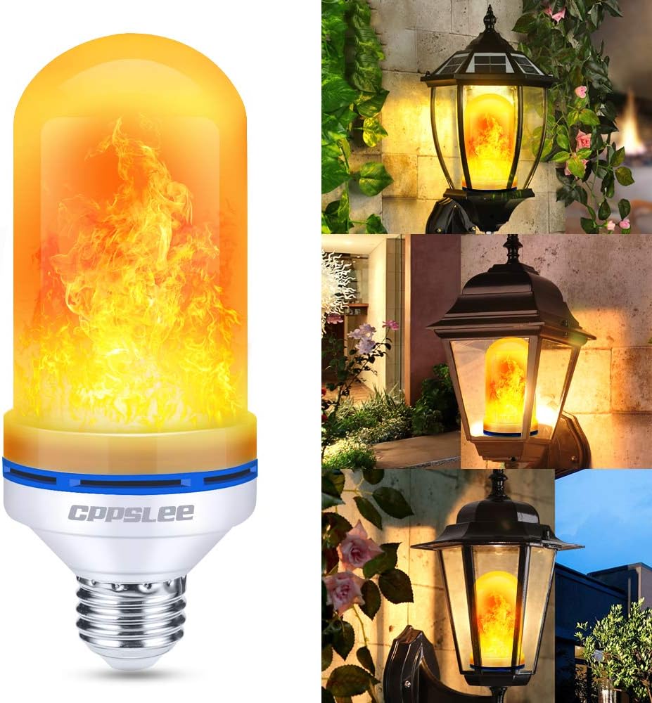 CPPSLEE Upgraded LED Flame Light Bulbs, 4 Modes Flickering Light Bulbs, E26 Base Fire Flame Bulb for Halloween Decorations Outdoor, Christmas Lights Patio Indoor Home Decor (Yellow, 6 Pack)