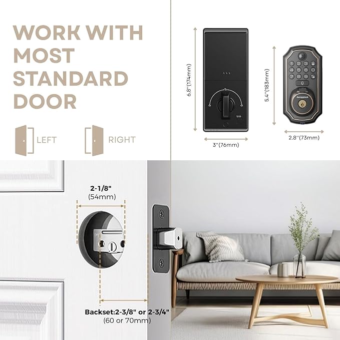 Keyless Entry Door Lock with Camera Fingerprint Door Lock Keypad Deadbolt Lock for Front Door Smart Lock App Control Voice Control