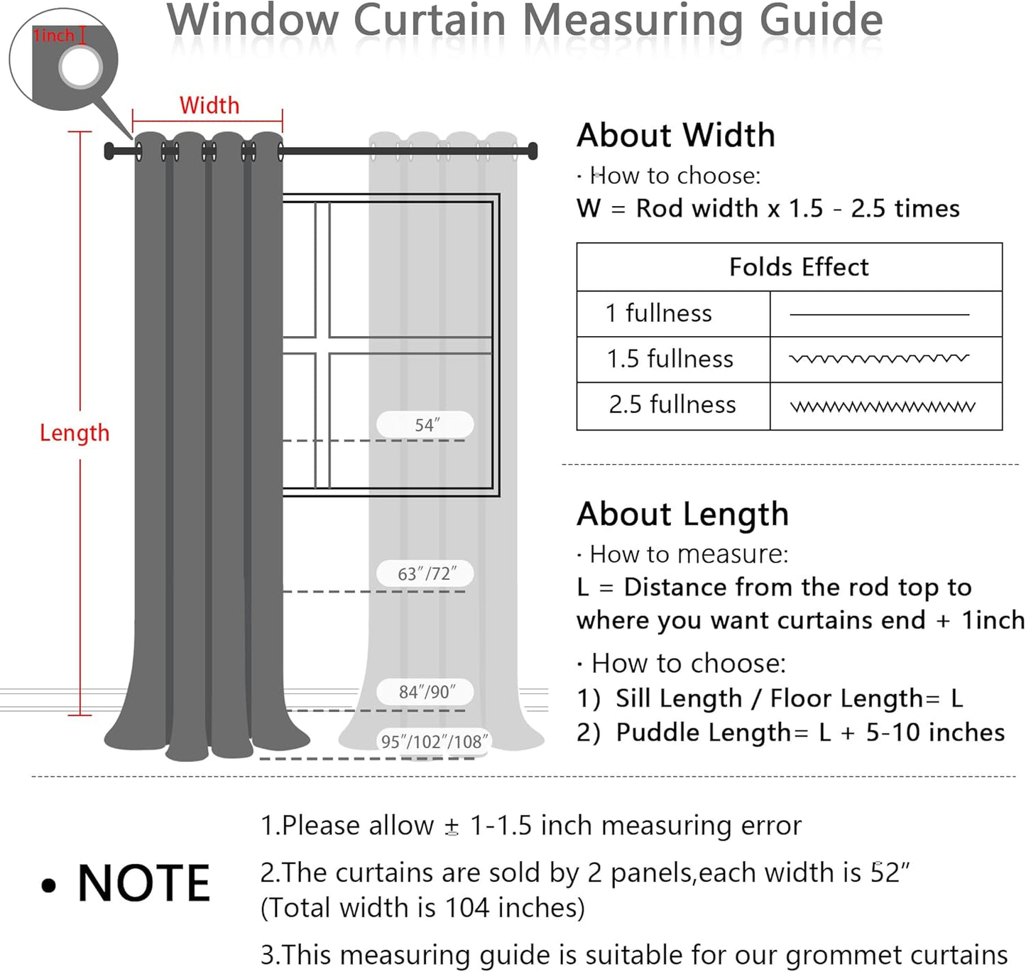 MYSKY HOME 100% Blackout Curtains for Bedroom White Blackout Curtains 63 Inches Long Thermal Insulated 2 Panels Short Kitchen Curtains with White Pom Pom Sheer Room Darkening Grommet, 52 x 63 Inch