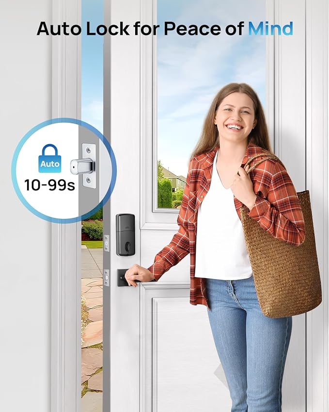 WiFi Front Door Lock Set - Fingerprint Smart Locks Handle Set Keyless Entry APP Smart Control with 2 Lever Handles Auto Lock Electronic Keypad Deadbolt for House Apartment