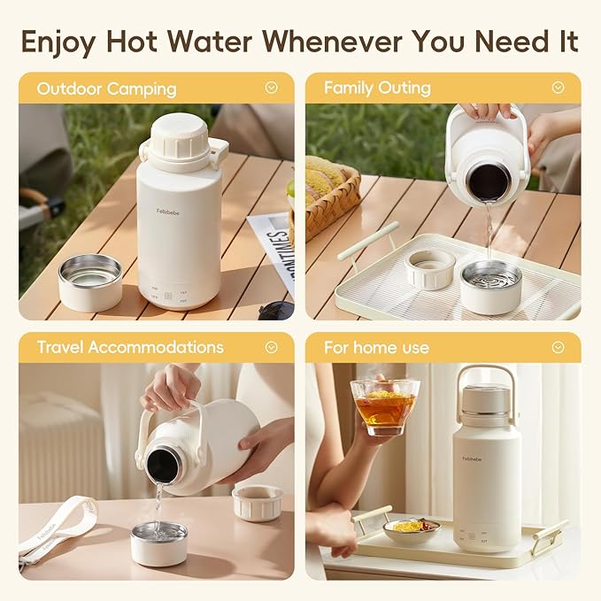 33.8 Oz/1000mL Portable Electric Kettle,304 Stainless Steel travel kettle,Hot Water Boiler and Keep Warm,4 Temp Settings,600W Fast Boiling Water with Auto Shut-Off and Boil Dry Protection