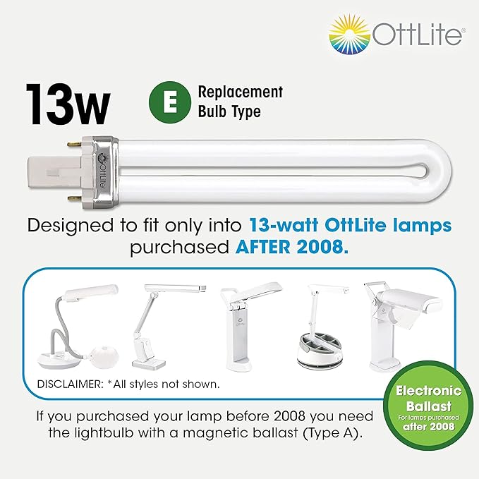 OttLite 13W Slimline Desk Lamp - Home, Office, Bedroom, or Reading (Black)