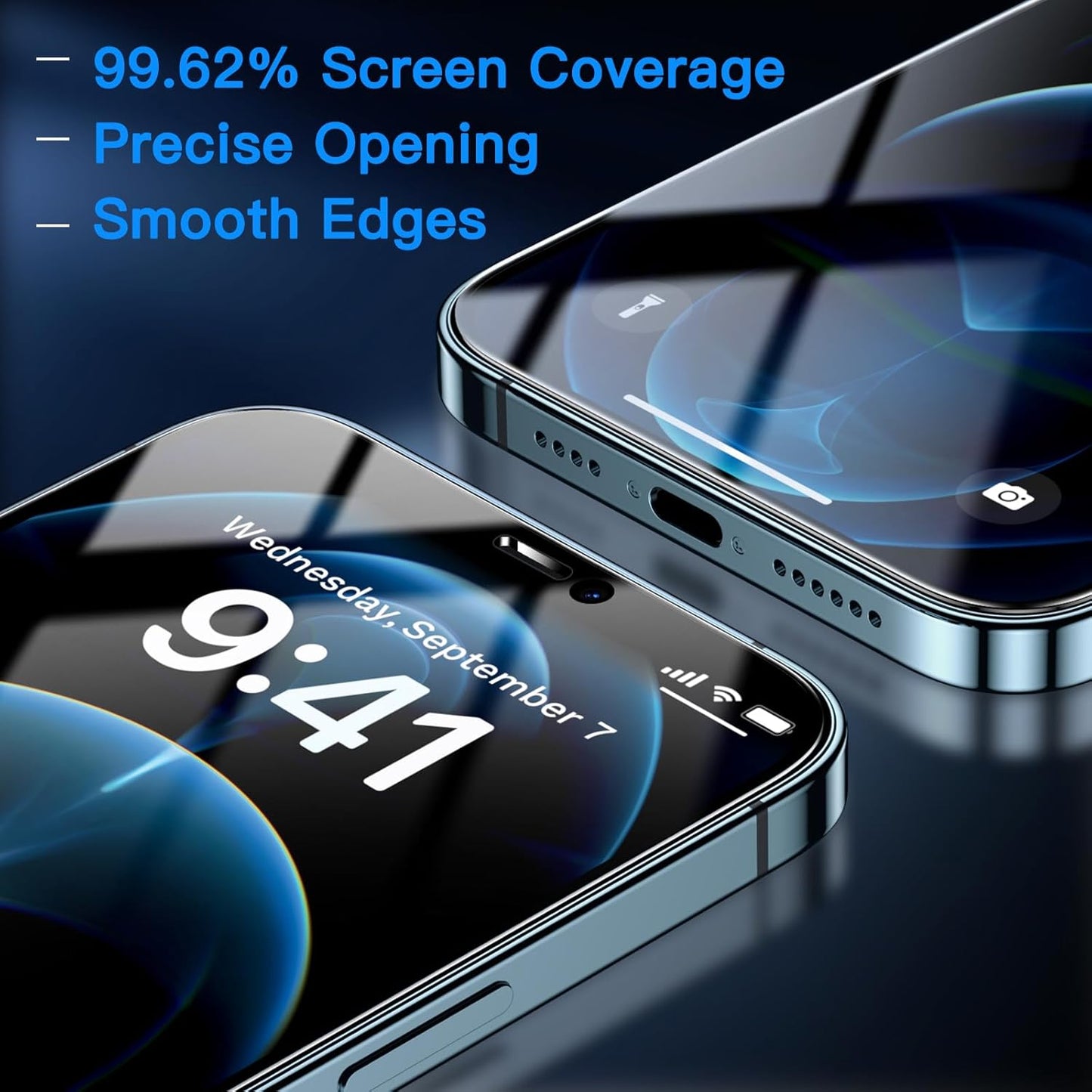 Uyiton Anti-Blue Light for iPhone 12 Pro Max Screen Protector - Unbreak-Glass Full Coverage Case Friendly Scratch Resistance 9H Tempered Glass Screen Protector for iPhone 12 Pro Max, 2 Pack