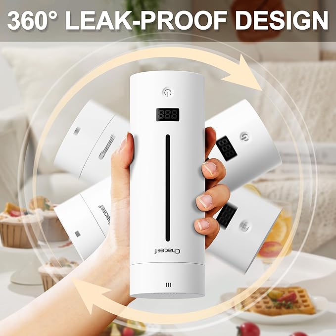 CHACEEF Travel Kettle ππ©π π«ππππ, Portable Electric Kettle, 350ml Small Electric Kettle with 5 Variable Presets, 304 Stainless Steel Hot Water Boiler with Auto Shut-Off & Boil Dry Protect, White