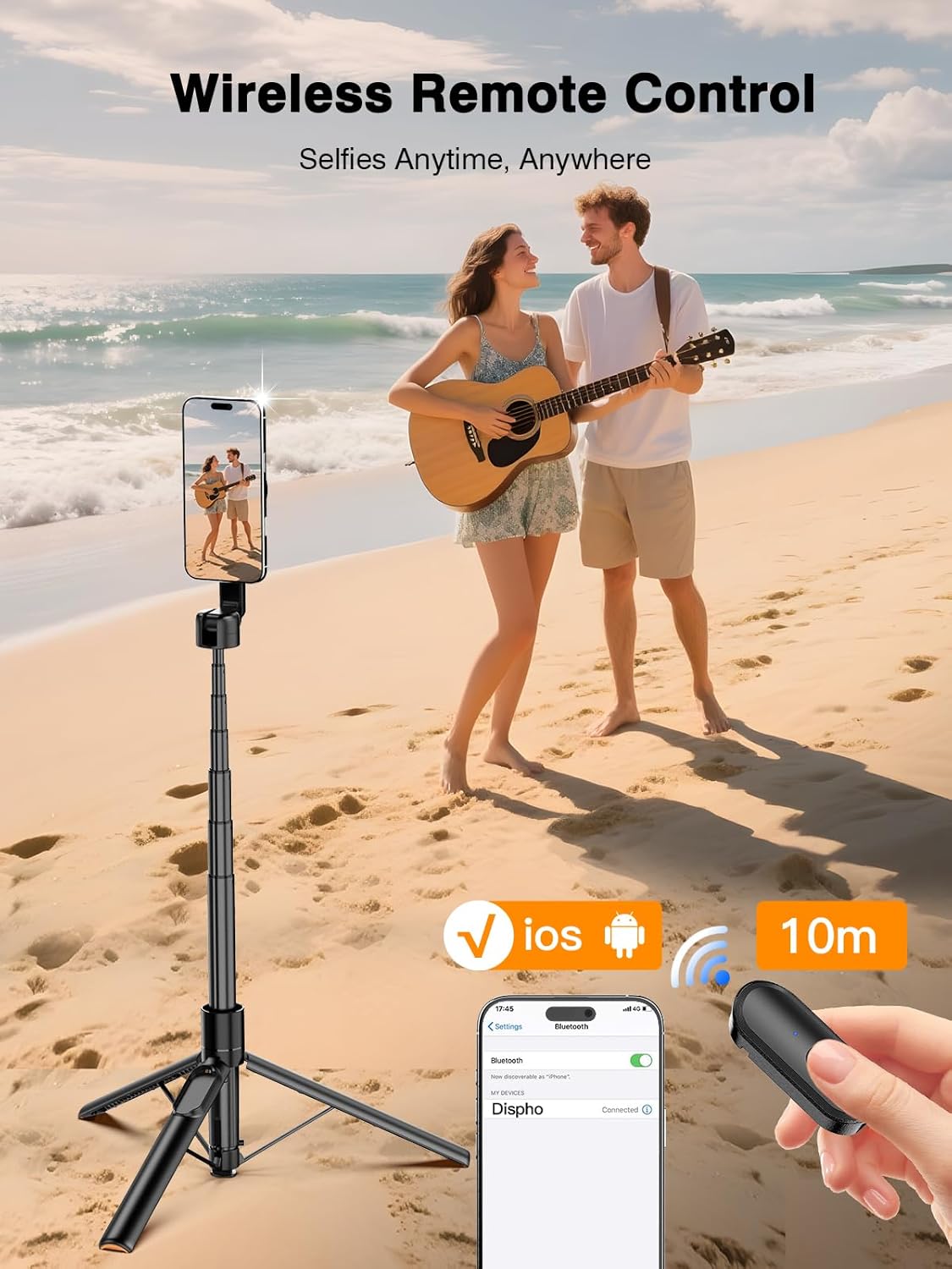 ππππ ππ©π π«ππππ for Magsafe Tripod for iPhone,65βExtendable Strong Magnetic Selfie Stick for iPhone with Remote,Portable Cell Phone Tripod Stand for Vlogging Video Vacation Travel Essentials