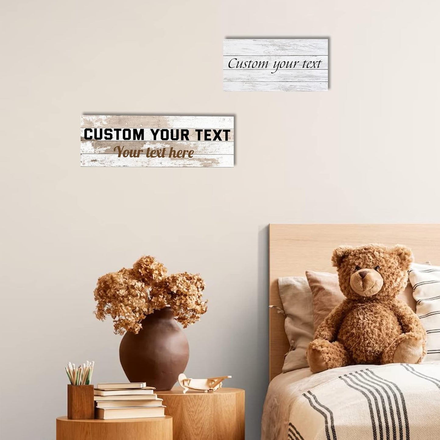 LZIMU Custom Text Signs Wall Decor Personalized Canvas Quote Family Sign Wall Art Wood Background Rustic Farmhouse Decor Framed (4"x12")