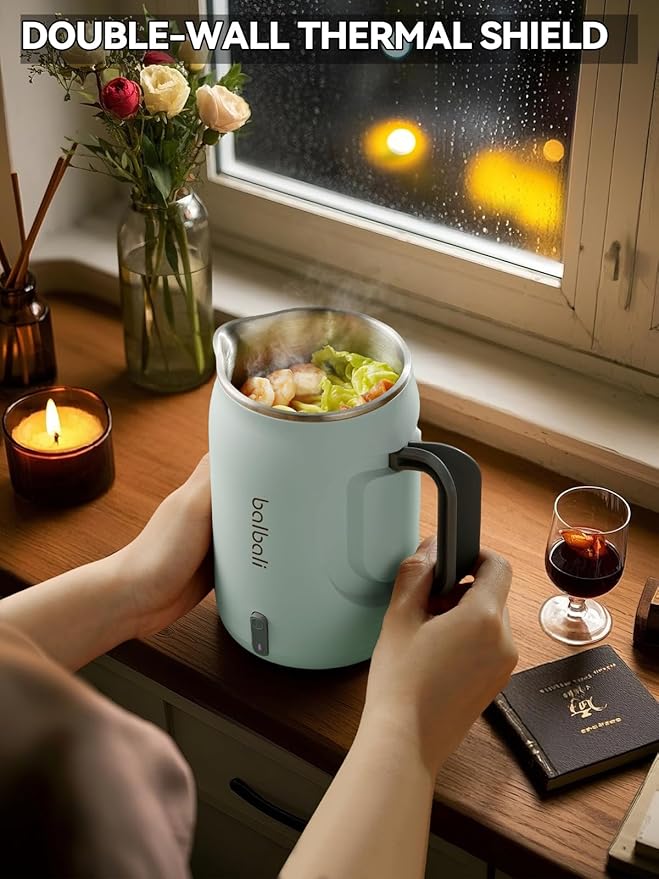 balbali 20oz Small Electric Kettle for Boiling Water - Collapsible Handle Mini Electric Kettle/Boiler for Tea - 400w Low Wattage Portable Kettle for Travel – Green