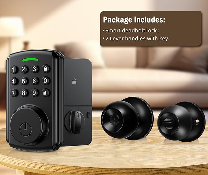 Front Door Lock Set | One Key for Two Lock | Keyless Entry Door Lock Deadbolt with Handle Set | Knob Handle