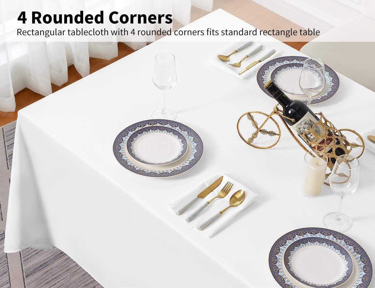 Surmente 10 Pack White Rectangle Tablecloth 90 x 156-inch Rectangular Polyester Table Cloth for Weddings, Banquets, or Restaurants