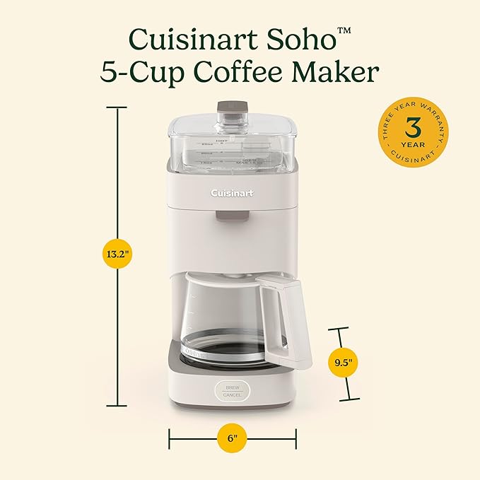 Cuisinart Soho™ 5-Cup Coffee Maker, Truffle, DCC-5TRNAS
