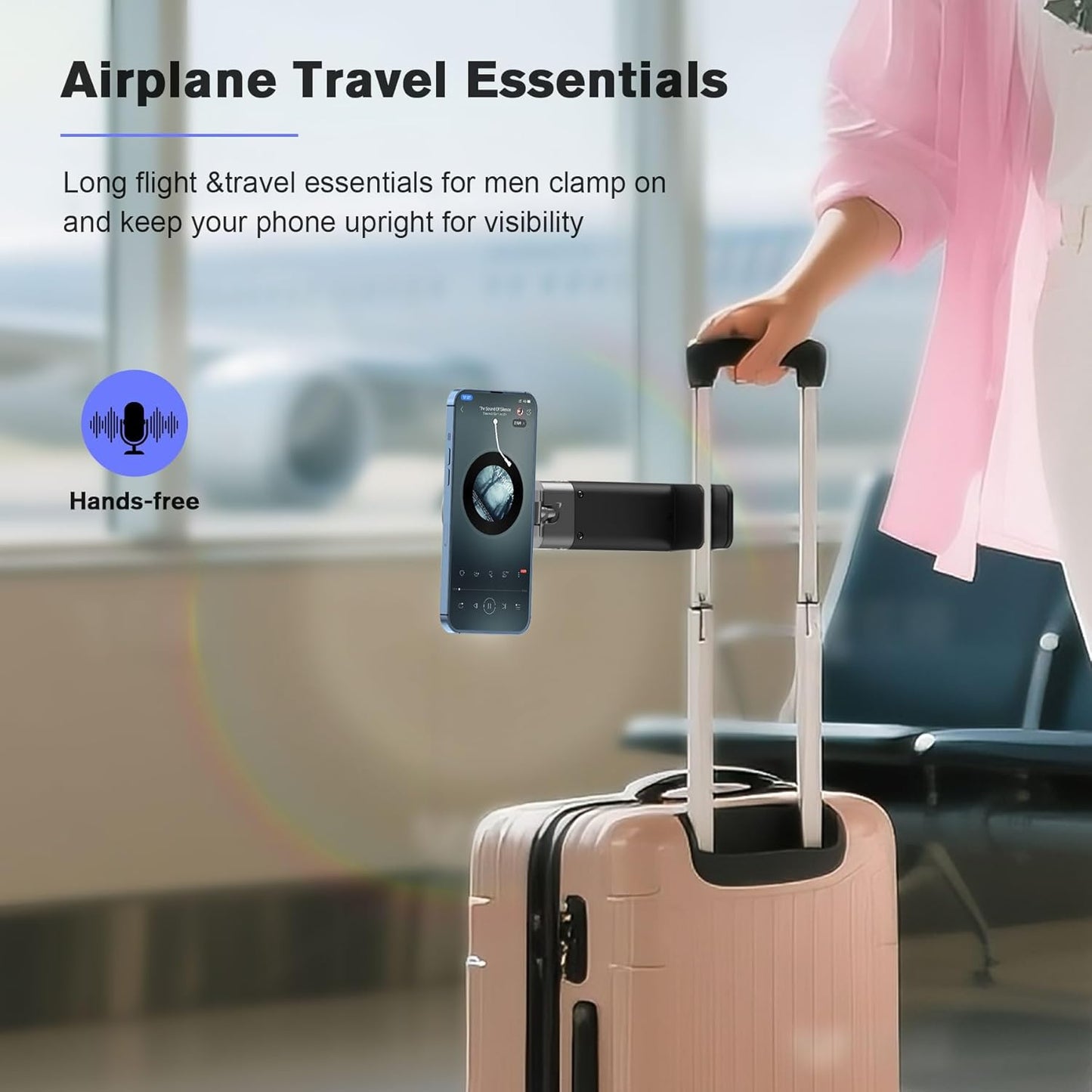 Metal Airplane Travel Essentials Phone Holder Mount for MagSafe N55×40 Magnetic Phone Stand for Desk,Europe Vacation Essentials Universal 360° Swivel Travel Gadgets Cruise Must Haves