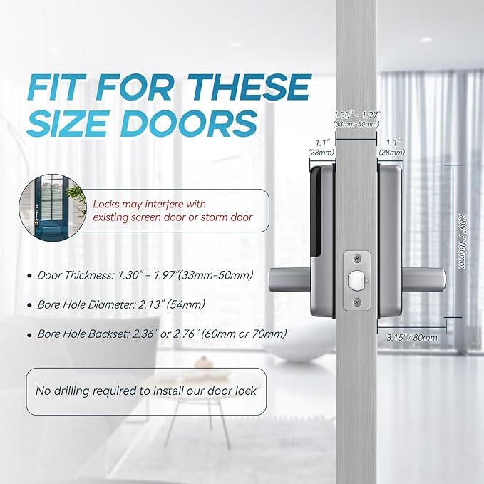 Smart Door Lock, OLUMAT Keyless Entry Door Lock Fingerprint Door Lock with Keypad Digital Lock with Handle for Home, Rental, Garage, Office and Hotel