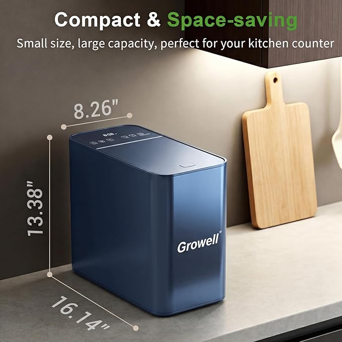 Electric Composter for Kitchen, 3.2L Countertop Compost Bin with Strong Brushless Motor(2X Longer Lifespan), Quiet & Odorless, Indoor Food Waste Composter with LED Display, Auto-Cleaning, EC04