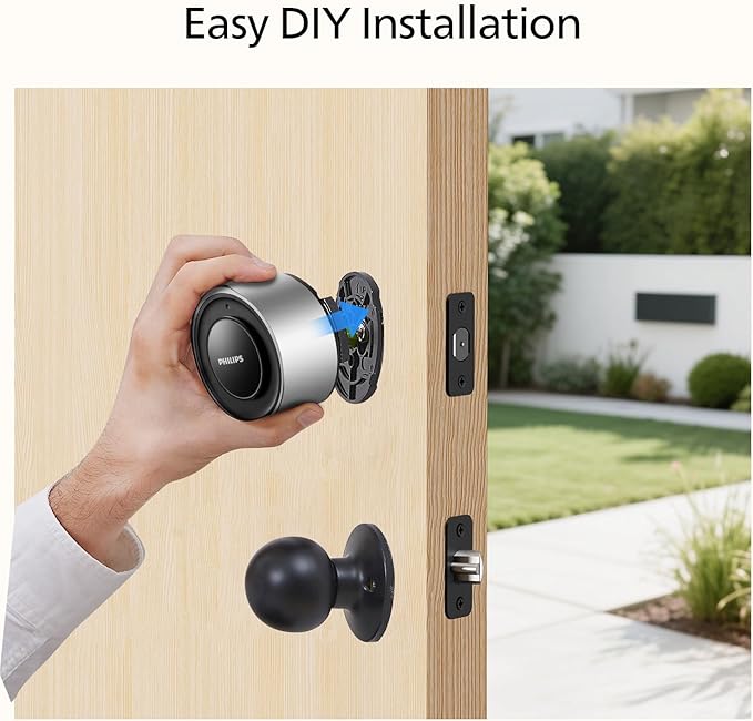 Philips WiFi Smart Deadbolt Lock with Fingerprint Keypad, APP Remote Control, Sliver