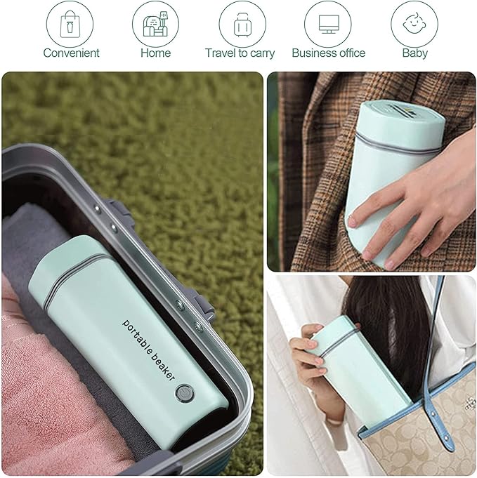 Electric Travel Kettle, Portable Electric Kettle, Mini Hot Water Boiler, Small Travel Tea Kettle Fast Boiling Water, One Cup Hot Water Maker, 350ml-Green