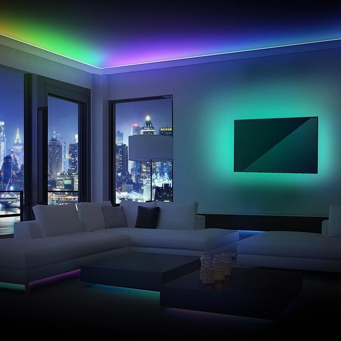 Monster Smart 25 Foot RGB+IC LED Strip Lights, Sound Reactive Strip Lights for Bedroom, App & Voice Control, RGB Light Strip for Room, Alexa Google Home, Razer Chroma Sync, 225 RGB+IC LED Lights