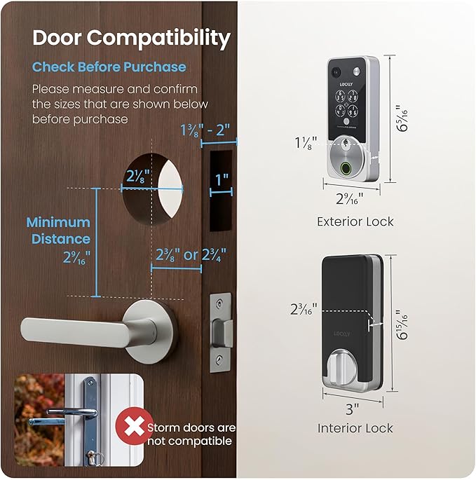 Lockly Vision Zeno Smart Lock with Video Doorbell Camera, Fingerprint Keyless Entry with Apple Home Key, Wi-Fi Deadbolt for Front Door, PIN Genie Keypad, App Remote Control, 2 Rechargeable Batteries