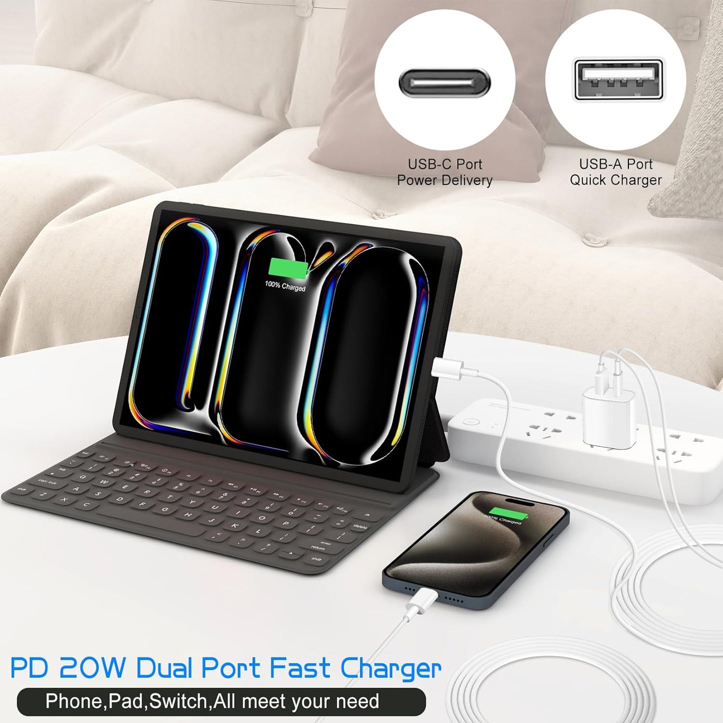 Dual Port A/C Charger for iPhone 16 15,Double A/C iPhone 16 15 Charger Fast Charging Block,2Pack Quick USB C Wall Chargers Adapter,10FT USB C Cable for iPhone 16/16 ProMax/16e/15 Plus/15 Pro,iPad Pro