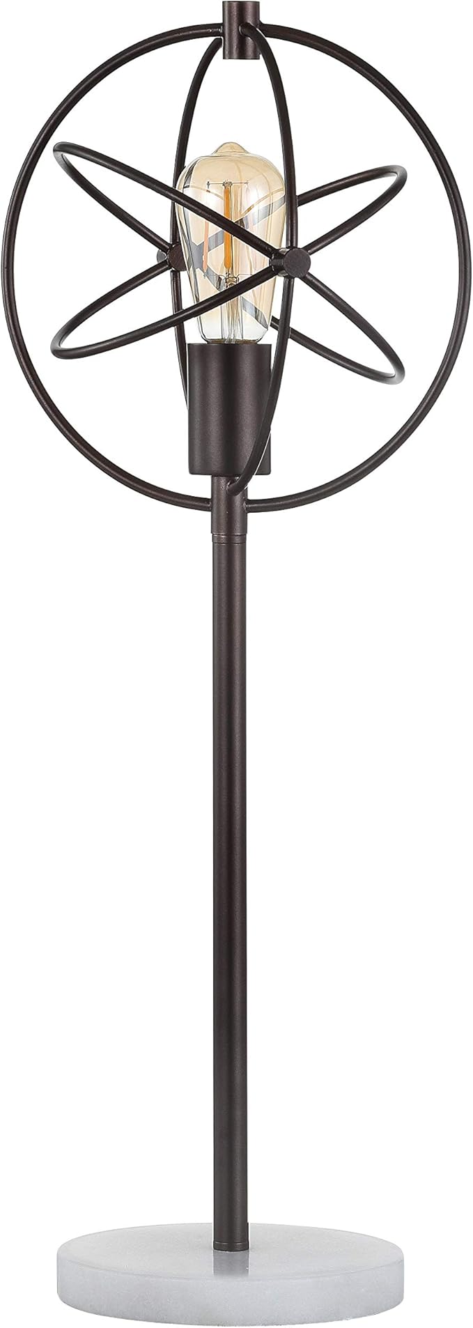 JONATHAN Y 26.75" Oil Rubbed Bronze Atomic Caged LED Table Lamp, Industrial Modern Metal Desk Lamp with White Marble Base for Living Room Bedroom, LED Bulb Included JYL1091A