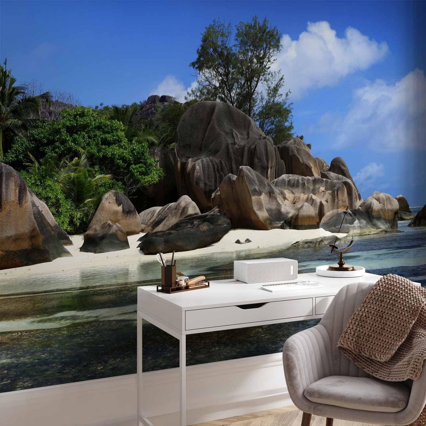 artgeist Wall Mural Tropical Island 216x98 in - XXL Non-Woven Corner Wallpaper Fleece Angle Wall Decor Photo Print Picture Image Design Landscape Sea Beach Nature Palm Tree c-A-0058-a-c