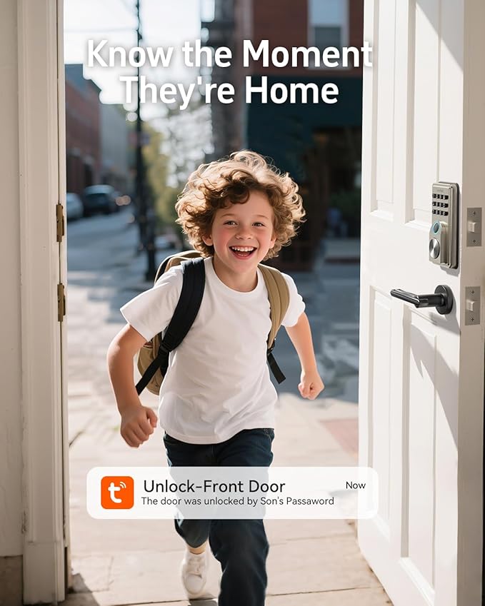Fingerprint Door Lock - ANYBELL Keyless Entry Smart Lock Deadbolt with Electronic Keypad, App Control & Auto Lock, Easy Install for Front Door - Satin Nickel