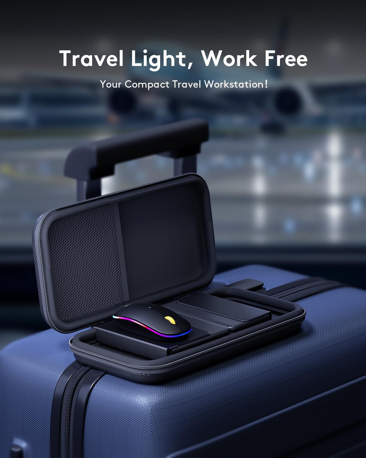 Samsers Foldable Keyboard and Mouse, Folding Bluetooth Keyboard Mouse Combo with Backlight, 2.4G + BT5.0 x 2, Full-Size Travel Keyboard & Portable Wireless Mouse for Windows/Android/iOS/Mac OS, Black