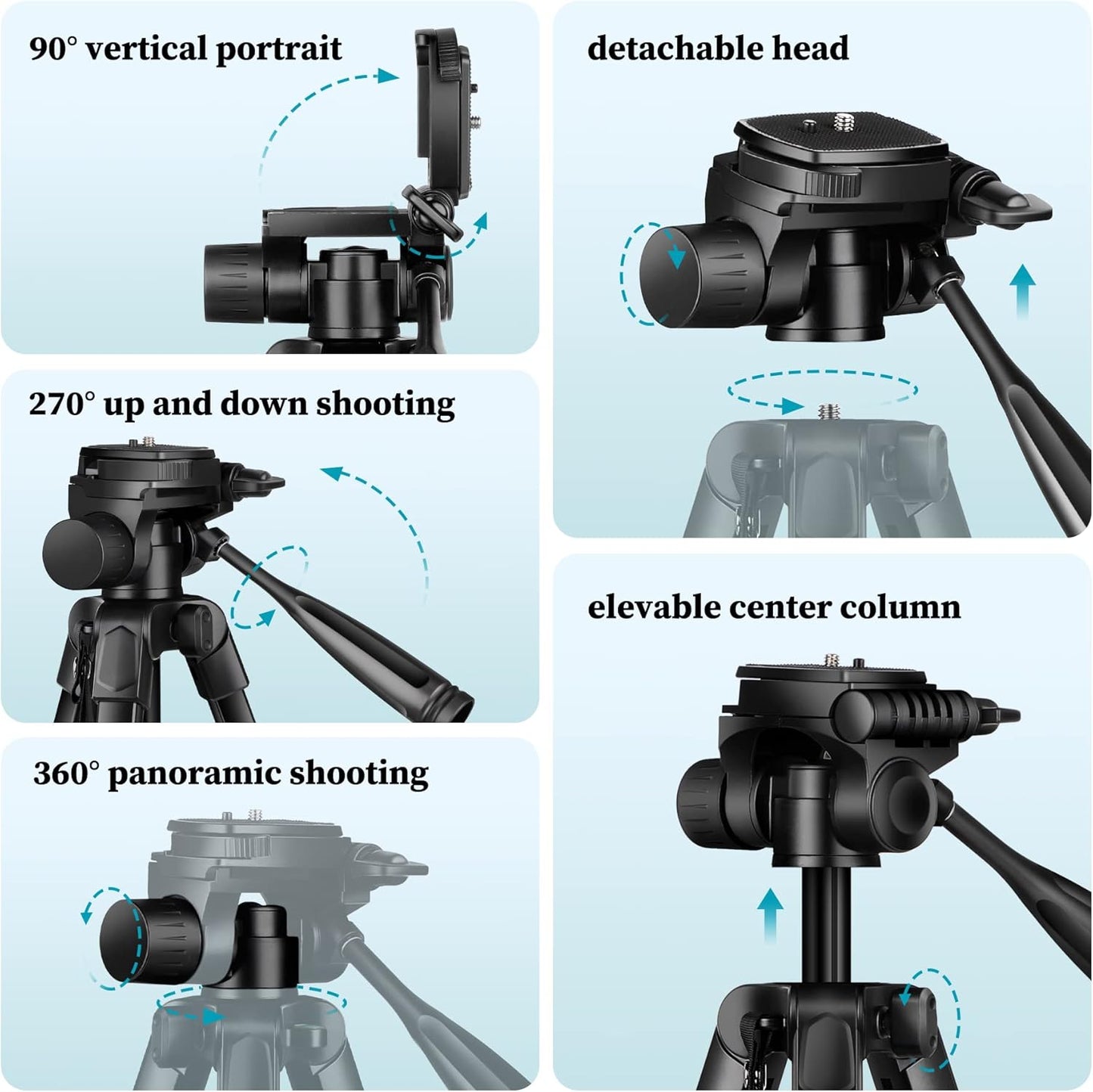 JOILCAN Phone Tripod, 68" Tripod for Phone Stand Video Recording Photos, Travel Floor Tripods Compatible with iPhone Canon Nikon DSLR, Cell Phone Tripods with Remote/Travel Bag